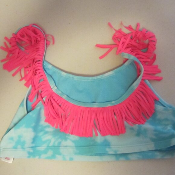 Lot 2- JUSTICE- 2 Pc Girl's Swimsuits- Sz 16- Mint Green, Aqua, Neon Accents--- - Picture 7 of 10